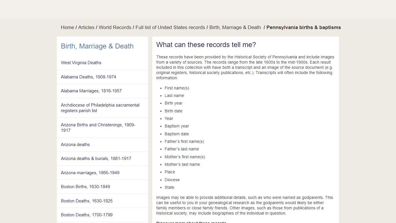 Pennsylvania births & baptisms | findmypast.com